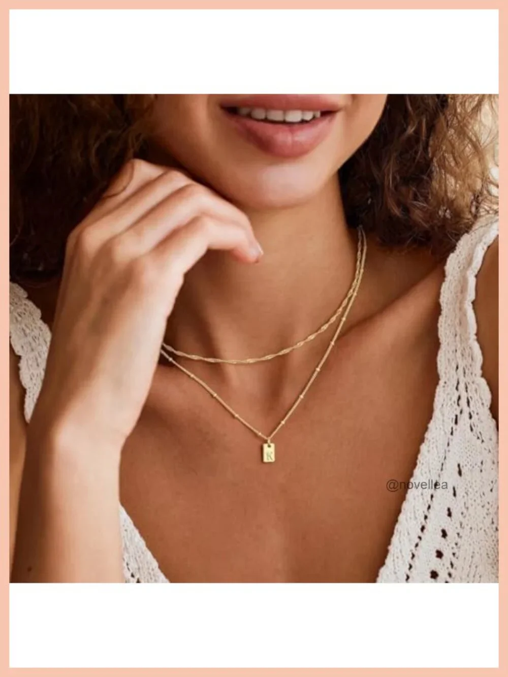 14K Gold Plated Layered Initial Necklace A-Z Letter Pendant Women Gift